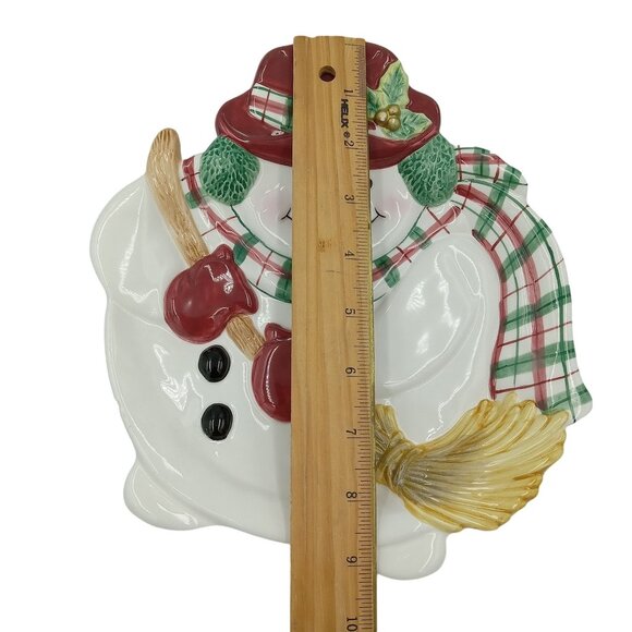 Fitz & Floyd Essentials Snowman Shaped Ceramic Serving Plate Christmas Decor - Picture 5 of 6